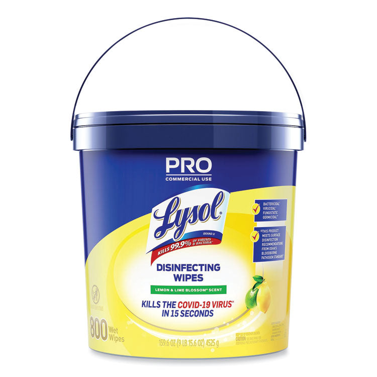 LYSOL Brand - Professional Disinfecting Wipe Bucket, 6 x 8, Lemon and Lime Blossom, 800 Wipes/Bucket, 2 Buckets/Carton