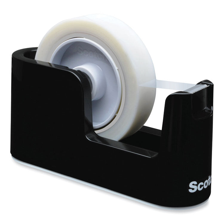 Scotch - Heavy Duty Weighted Desktop Tape Dispenser with One Roll of Tape, 3" Core, ABS, Black