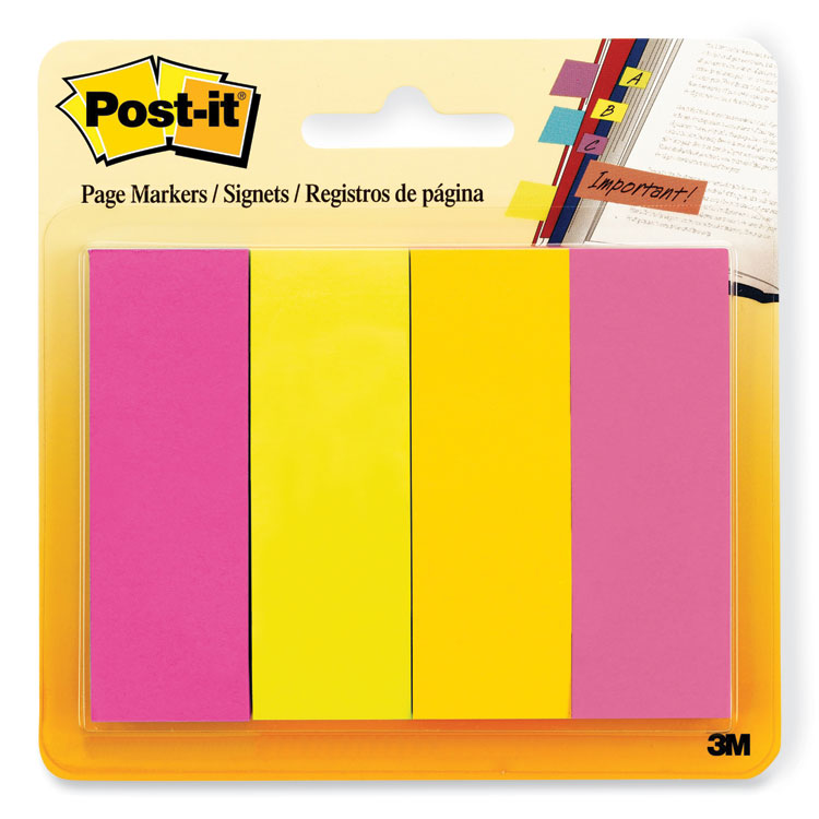 Post-it - Page Flag Markers, Assorted Brights, 50 Flags/Pad, 4 Pads/Pack