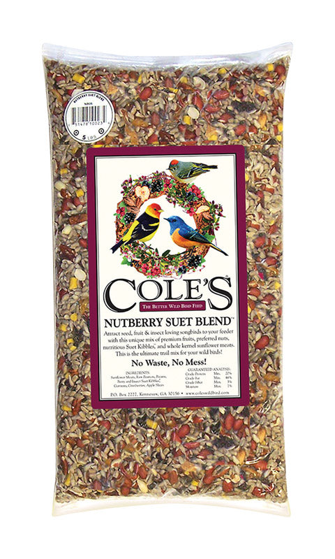COLE'S - Cole's Nutberry Suet Blend Assorted Species Sunflower Meats Wild Bird Food 5 lb