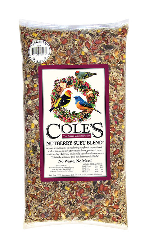 COLE'S - Cole's Nutberry Suet Blend Assorted Species Sunflower Meats Wild Bird Food 10 lb