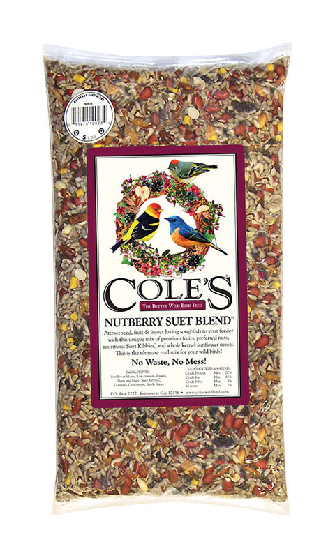 COLE'S - Cole's Nutberry Suet Blend Assorted Species Sunflower Meats Wild Bird Food 20 lb