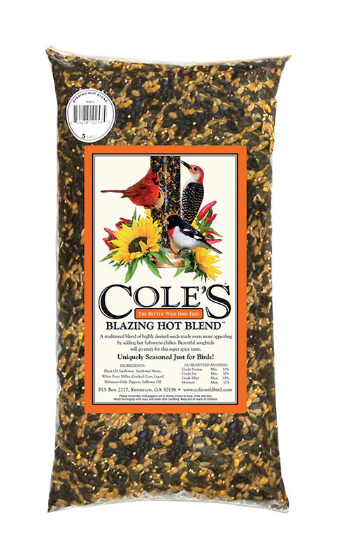 COLE'S - Cole's Blazing Hot Blend Assorted Species Black Oil Sunflower Wild Bird Food 5 lb