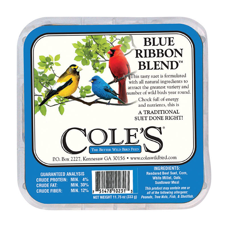 COLE'S - Cole's Blue Ribbon Blend Assorted Species Beef Suet Wild Bird Food 11.75 oz