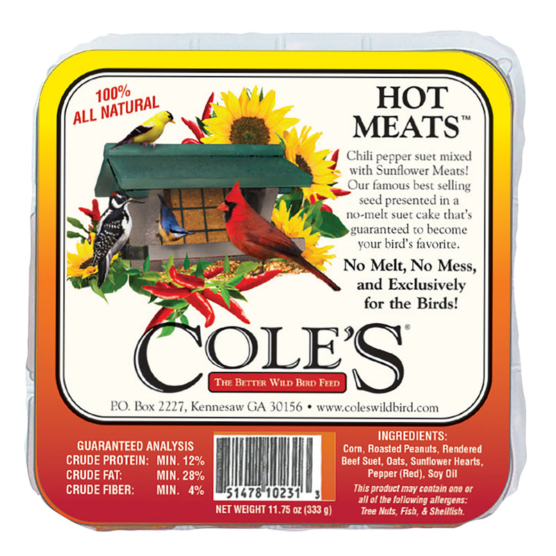 COLE'S - Cole's Hot Meats Assorted Species Beef Suet Wild Bird Food 11.75 oz