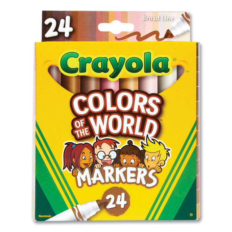 Crayola - Colors of the World Permanent Markers, Broad Bullet Tip, Assorted Colors, 24/Pack