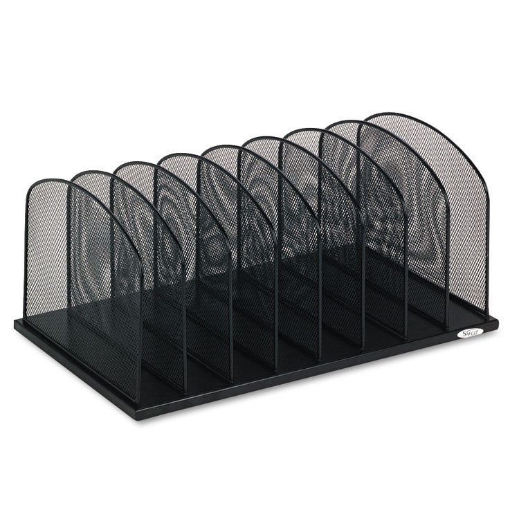 Safco - Onyx Mesh Desk Organizer with Upright Sections, 8 Sections, Letter to Legal Size Files, 19.5" x 11.5" x 8.25", Black