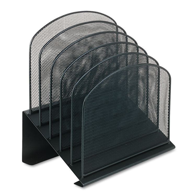 Safco - Onyx Mesh Desk Organizer with Tiered Sections, 5 Sections, Letter to Legal Size Files, 11.25" x 7.25" x 12", Black