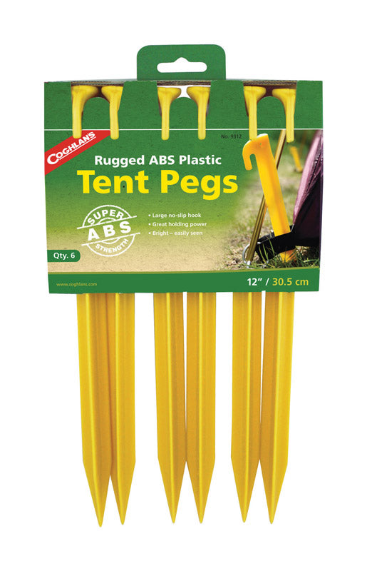 COGHLAN'S - Coghlan's Yellow Tent Pegs 13.000 in. H X 6.875 in. W X 12 in. L 6 pk