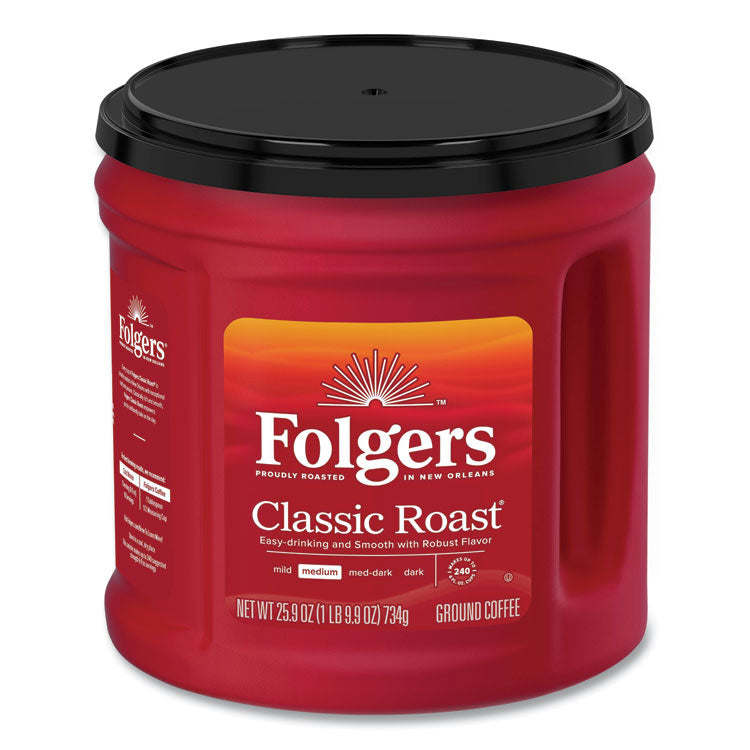 Folgers - Coffee, Classic Roast, Ground, 25.9 oz Canister, 6/Carton