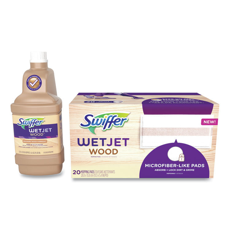 Swiffer - WetJet System Wood Cleaning-Solution Refill with Mopping Pads, Unscented, 1.25 L Bottle