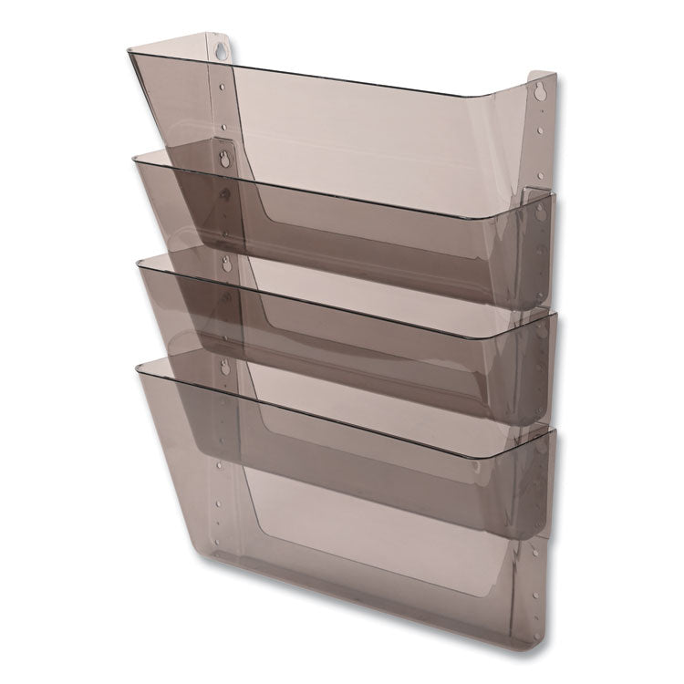 deflecto - DocuPocket Stackable Four-Pocket Wall File, 4 Sections, Letter Size, 13" x 4", Smoke