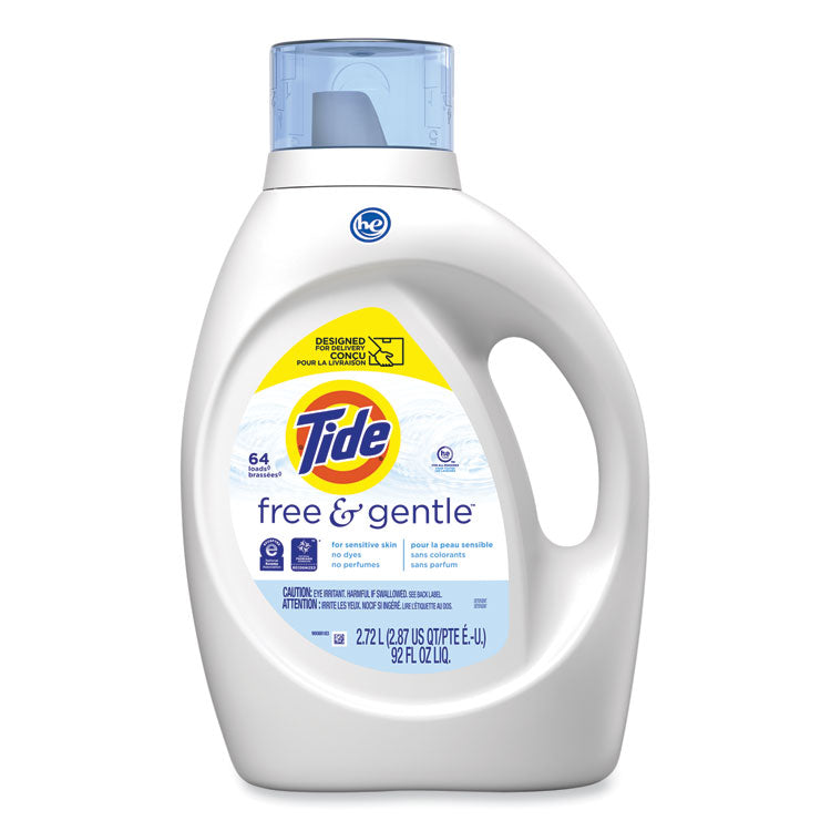 Tide - Free and Gentle Liquid Laundry Detergent, Unscented, 92 oz Bottle