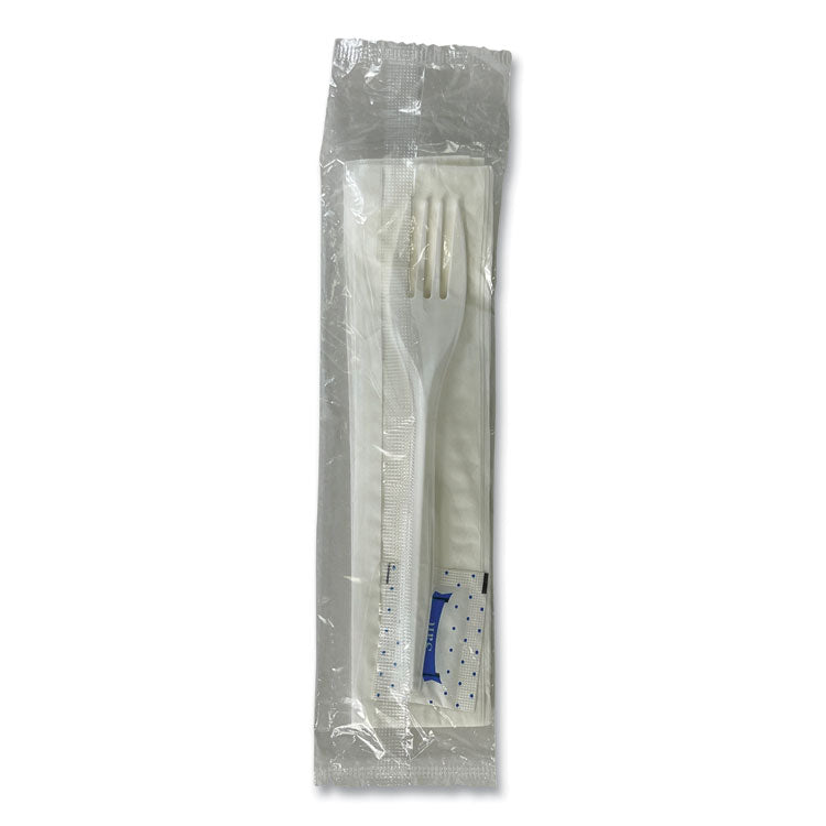 Boardwalk - Three-Piece Utensil Set, Fork/Napkin/Salt Packet, White, 500/Carton