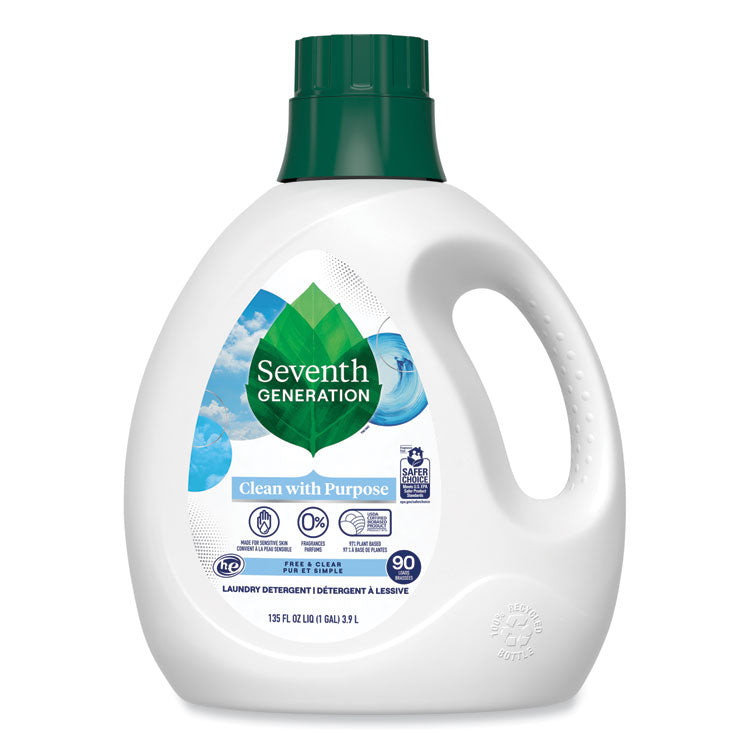 Seventh Generation - Natural Liquid Laundry Detergent, Fragrance Free, 135 oz Bottle, 4/Carton