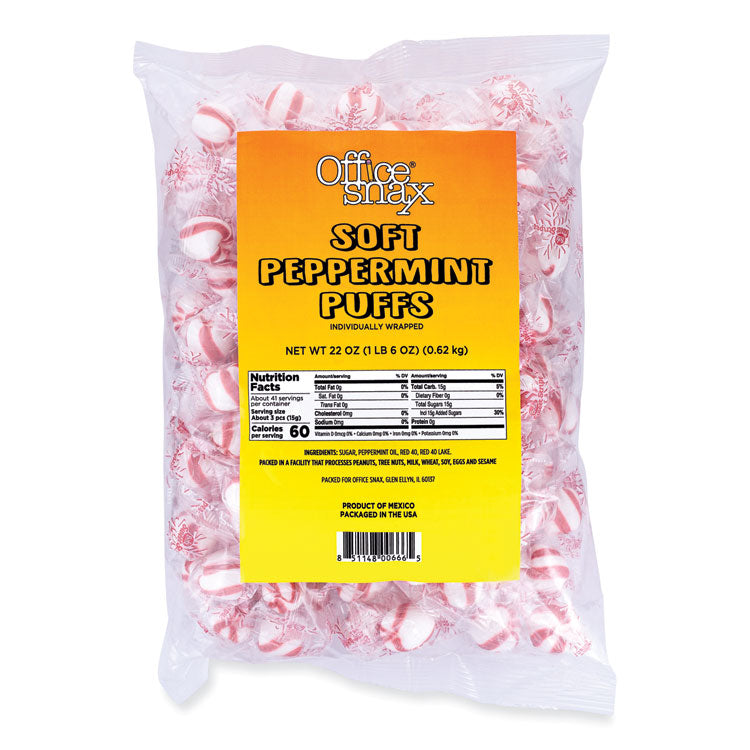 Office Snax - Candy Assortments, Soft Peppermint Puffs, 22 oz Bag