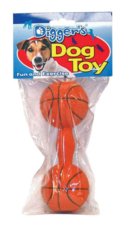 BOSS PET - Boss Pet Digger's Orange Latex Basketball Dumb Bell Squeaky Dog Toy Large 1 pk