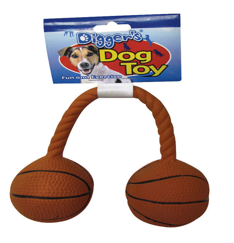 BOSS PET - Boss Pet Digger's Orange Latex Twin Basketball Squeaky Dog Toy Medium 1 pk