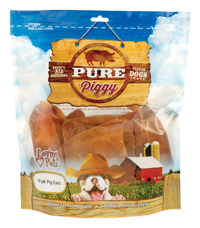 LOVING PETS - Loving Pets American Farms Pig Ears Beef Treats For Dog 1 lb 11 in. 1 pk