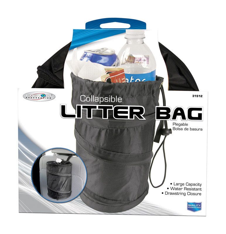 CUSTOM ACCESSORIES - Custom Accessories Black Collapsible Trash-It Bag For Universally fits all vehicles 1 pk