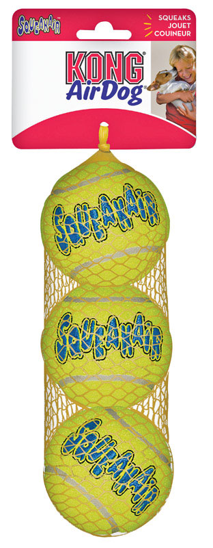 KONG - Kong Squeaker Green Rubber Pet Tennis Balls Medium 3 pk