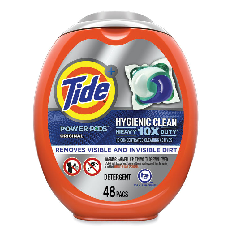 Tide - Hygienic Clean Heavy 10x Duty Power Pods, Original Scent, 81 oz Tub, 48 Pods/Tub, 4 Tubs/Carton