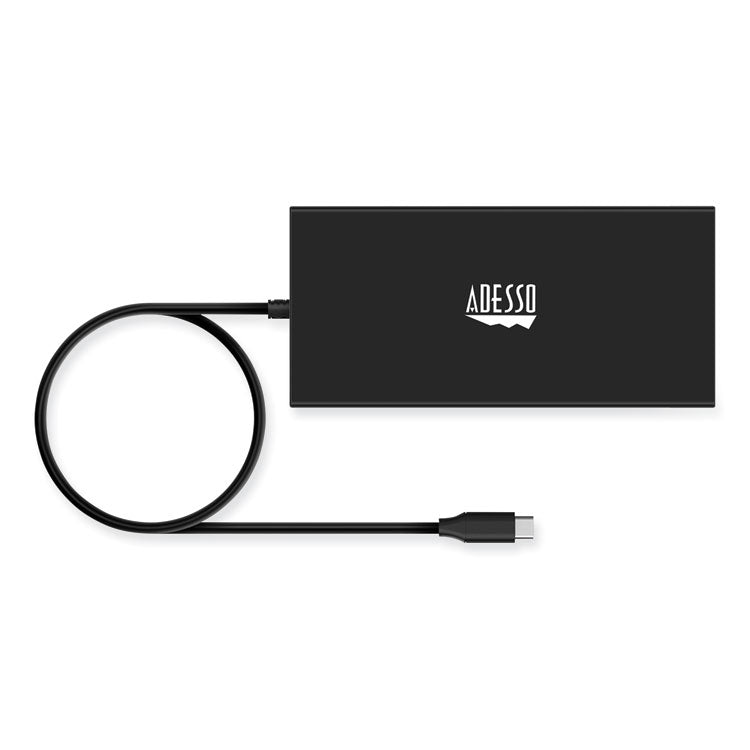 Adesso - 12-in-1 USB-C Multi-Port TAA Compliant Docking Station, Black