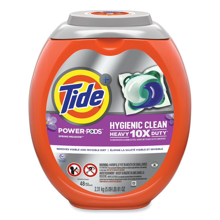 Tide - Hygienic Clean Heavy 10x Duty Power Pods, Spring Meadow Scent, 81 oz Tub, 48 Pods/Tub, 4 Tubs/Carton