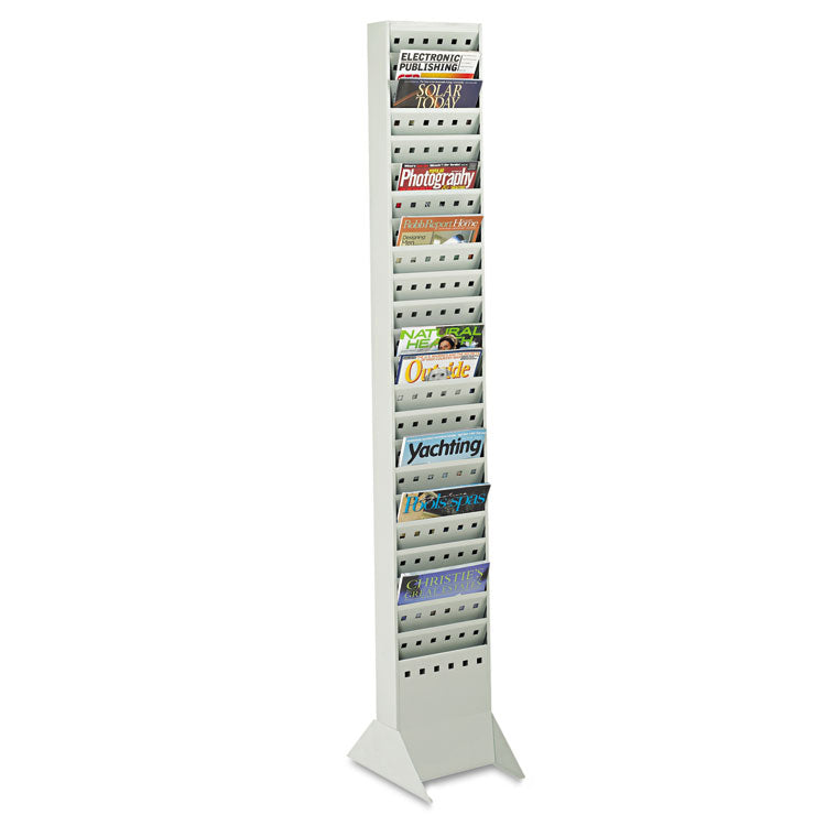 Safco - Steel Magazine Rack, 23 Compartments, 10w x 4d x 65.5h, Gray