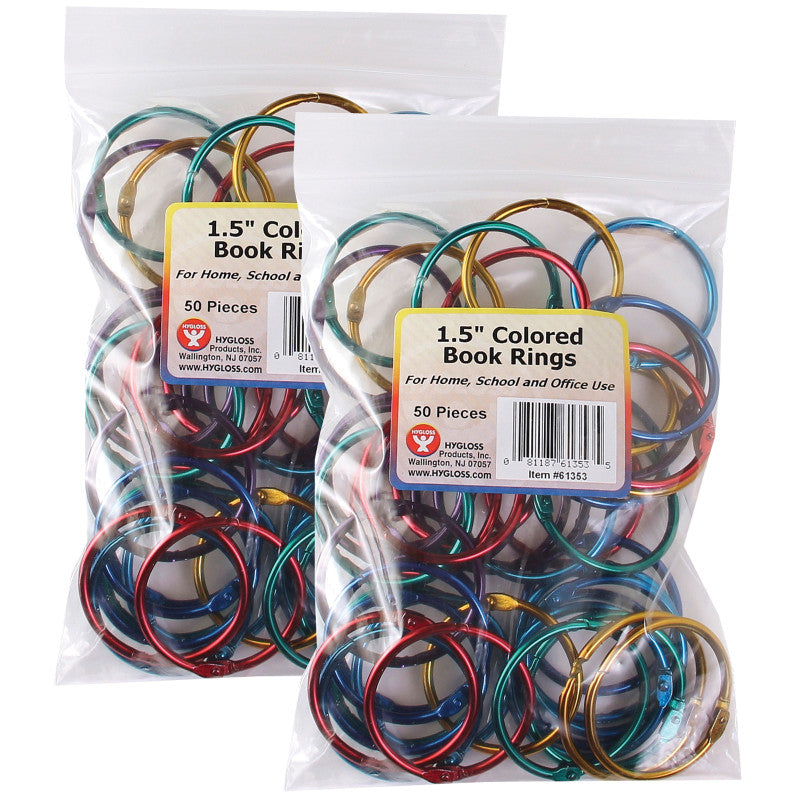 HYGLOSS - Book Rings, 1-1/2 Inch, 50 Per Pack, 2 Packs