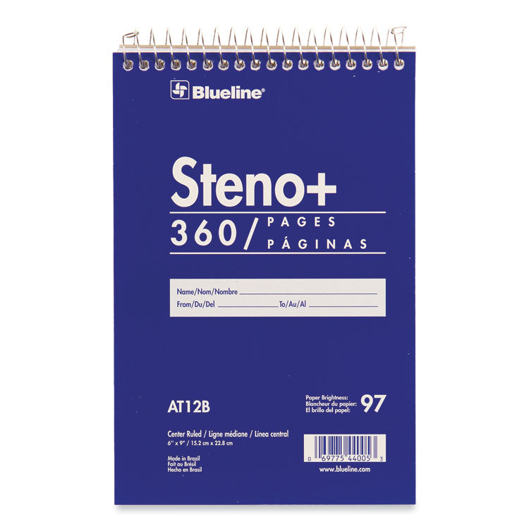 Blueline - High-Capacity Steno Pad, Medium/College Rule, Blue Cover, 180 White 6 x 9 Sheets