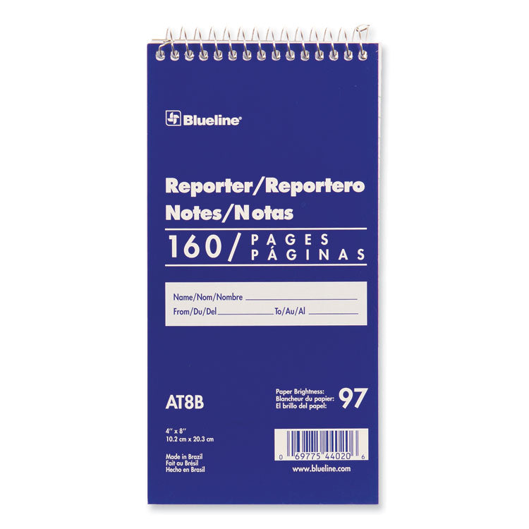 Blueline - Reporters Note Pad, Medium/College Rule, Blue Cover, 80 White 4 x 8 Sheets