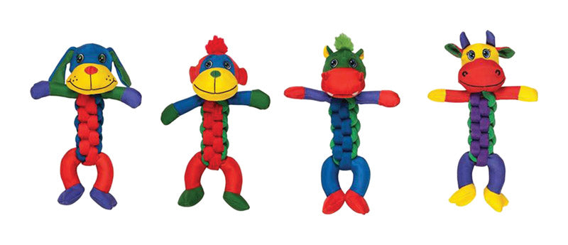 CHOMPER - Chomper Assorted Nylon Cow, Hippo, Monkey, and/or Puppy Braided Body Dog Toy Large