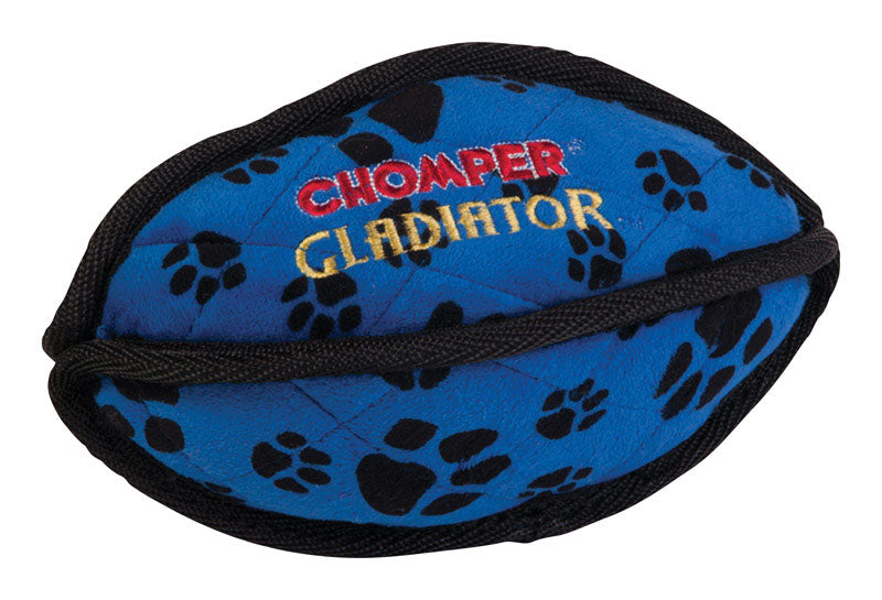 CHOMPER - Chomper Gladiator Black/Blue Nylon/Plush Tuff Football Dog Toy Large