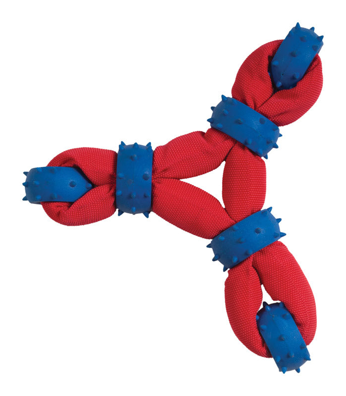 CHOMPER - Chomper Gladiator Blue/Red Nylon/Rubber Tuff Nylon Triangle Tug Dog Toy Large