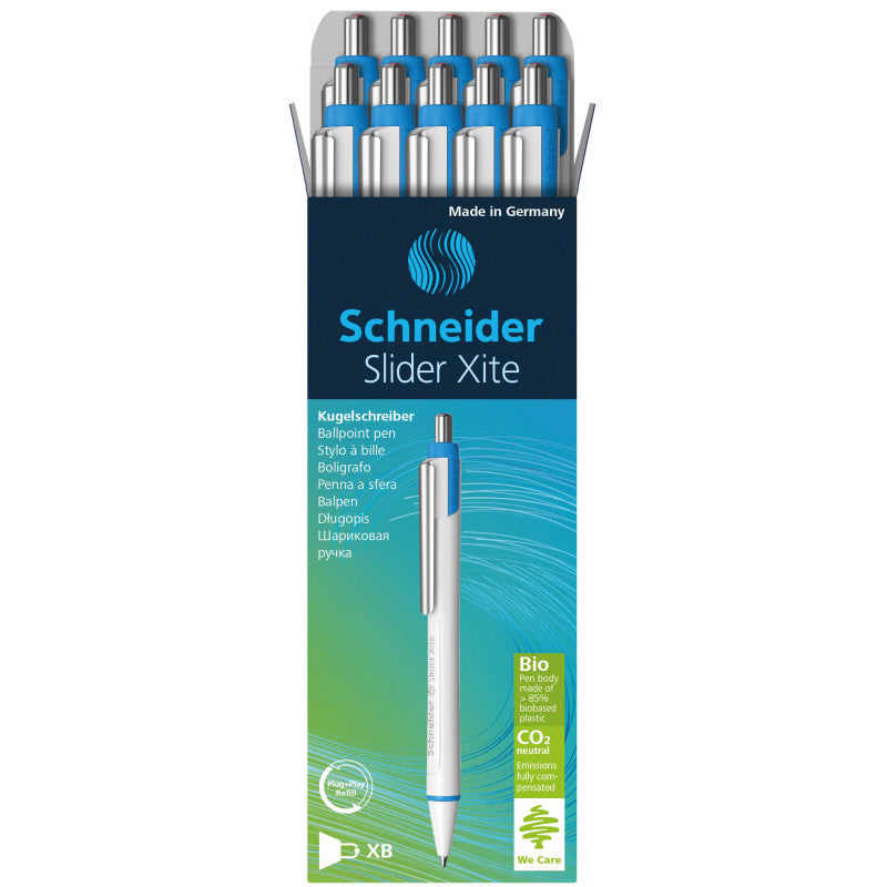 SCHNEIDER - Slider Xite XB Refillable + Retractable Ballpoint Pen, 1.4 mm, Red Ink, Box of 10 Pens