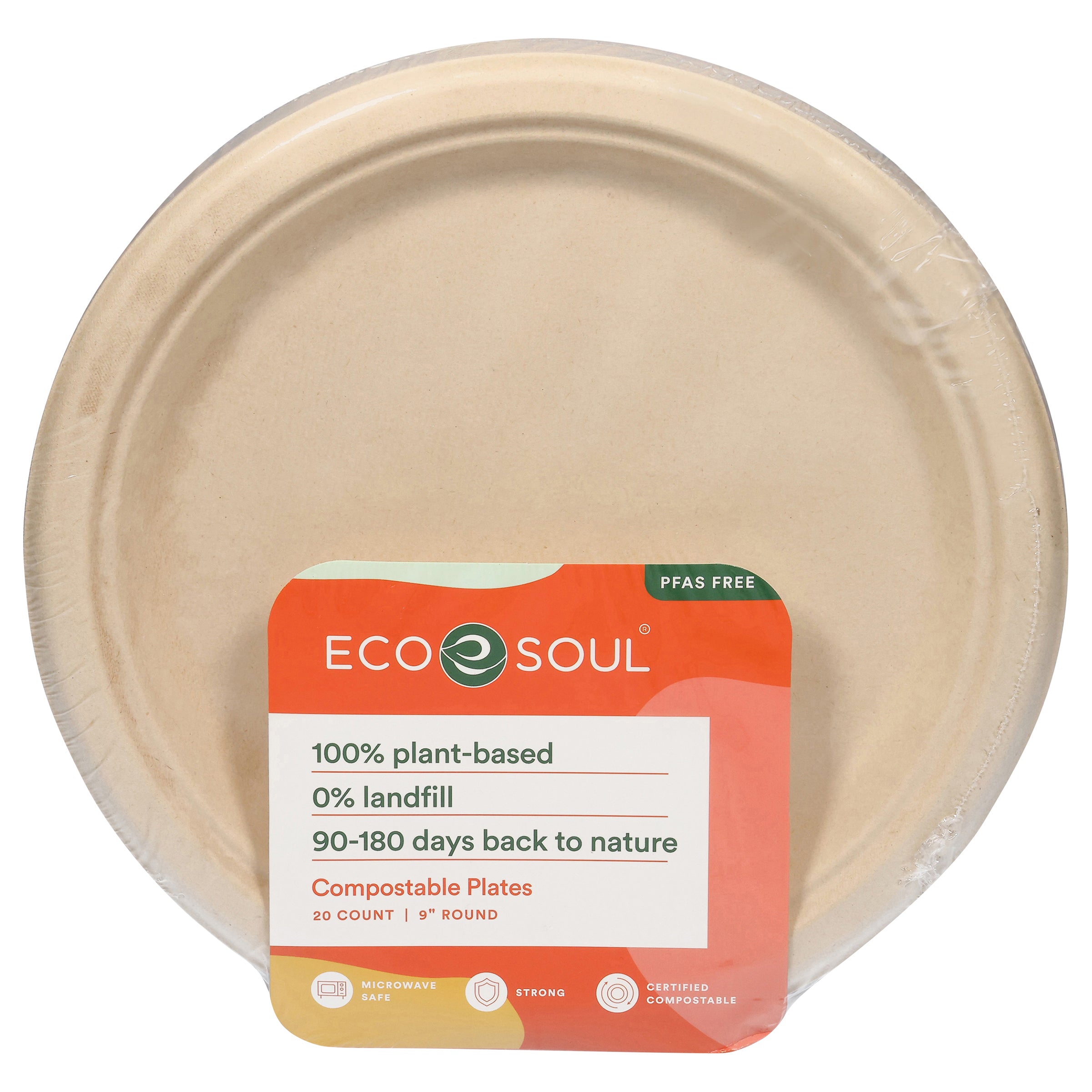 Eco Soul Compostable Round Plates 20 ea - Case of 8