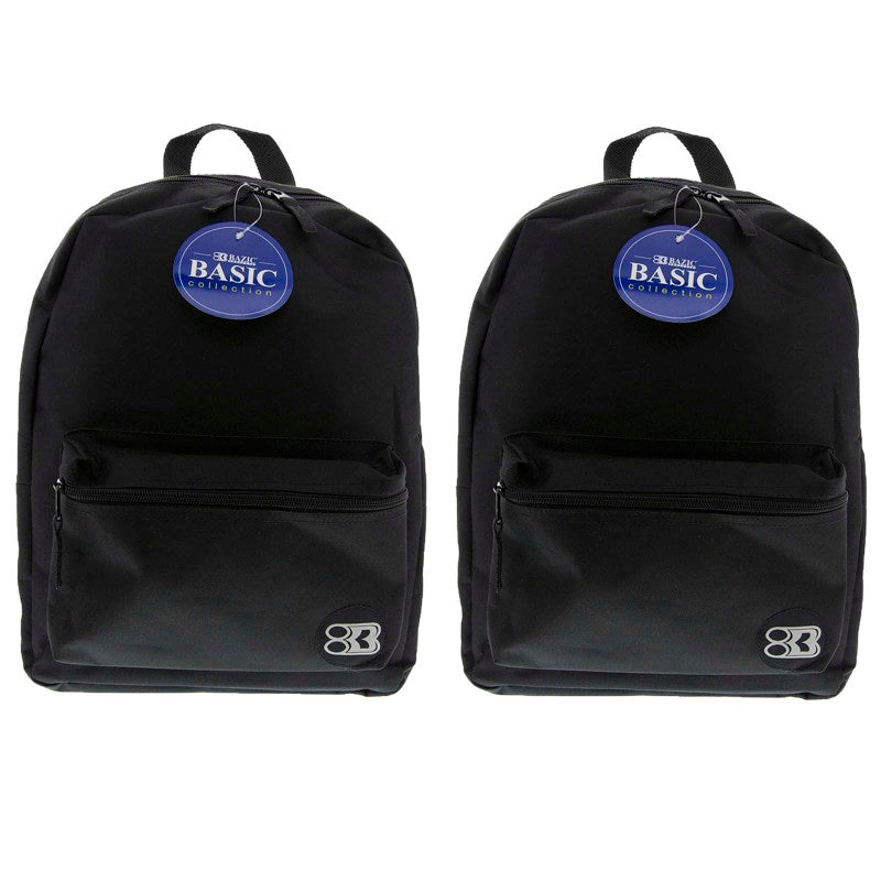 BAZIC PRODUCTS - Basic Backpack, 16", Black, Pack of 2