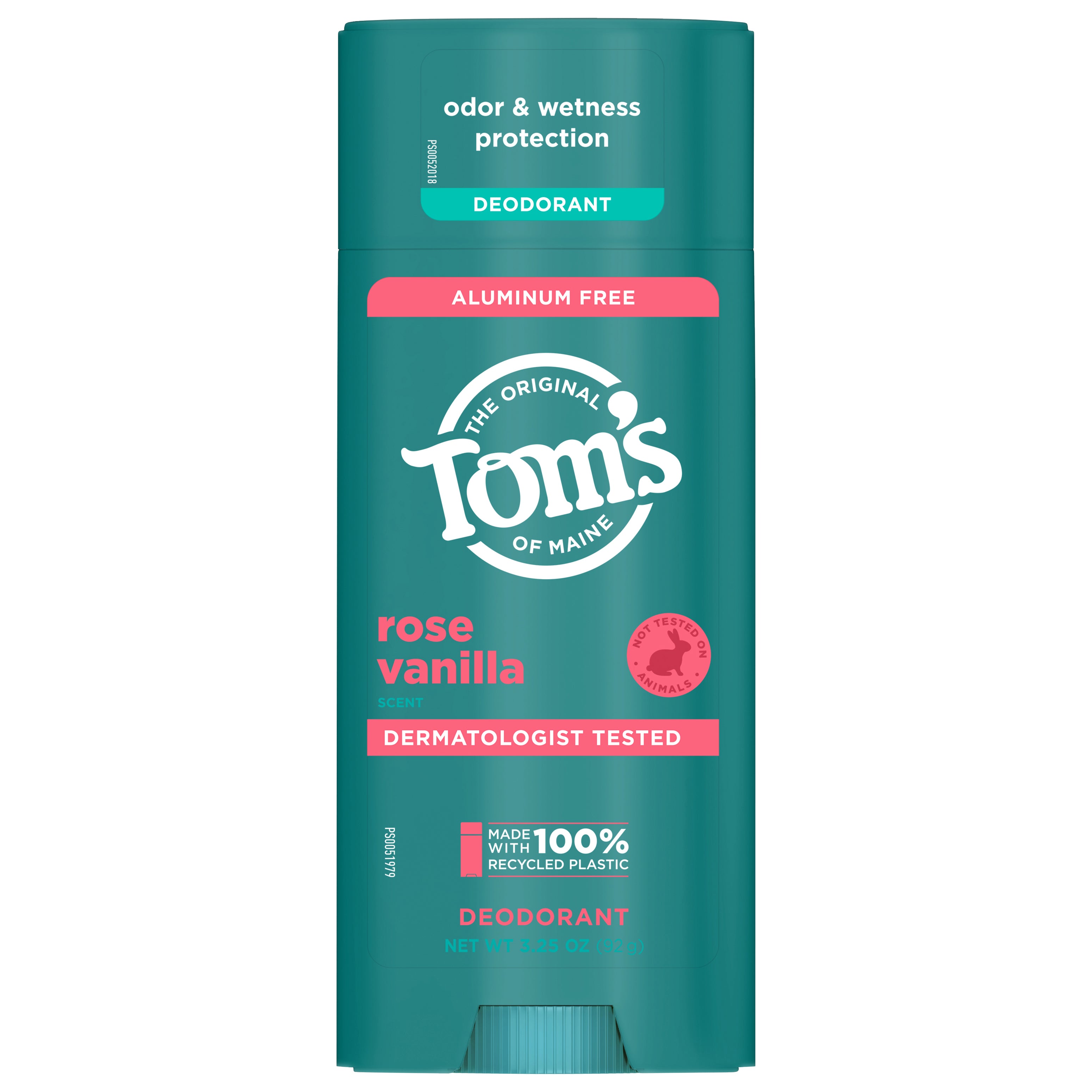 Tom’s of Maine Rose Vanilla Natural Deodorant for Women and Men, Aluminum Free, 3.25 Oz. - Case of 1