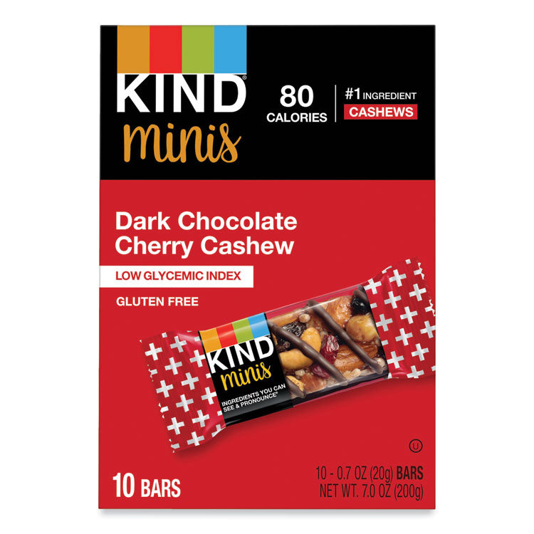 KIND - Minis, Dark Chocolate Cherry Cashew, 0.7 oz, 10/Pack