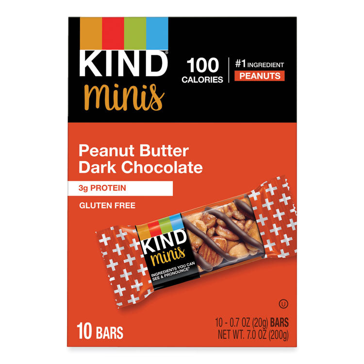 KIND - Minis, Peanut Butter Dark Chocolate, 0.7 oz, 10/Pack