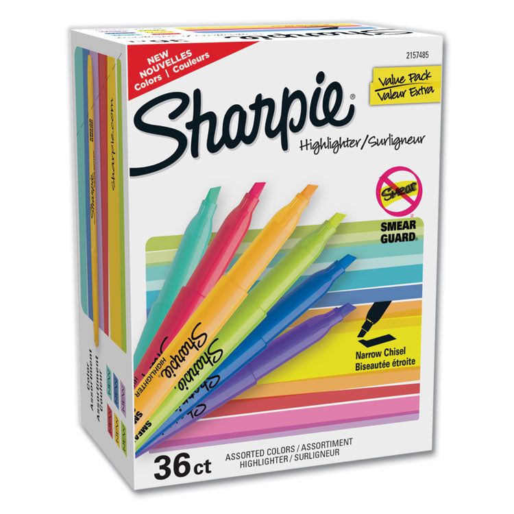 Sharpie - Pocket Style Highlighters, Assorted Ink Colors, Chisel Tip, Assorted Barrel Colors, 36/Pack (7147796)