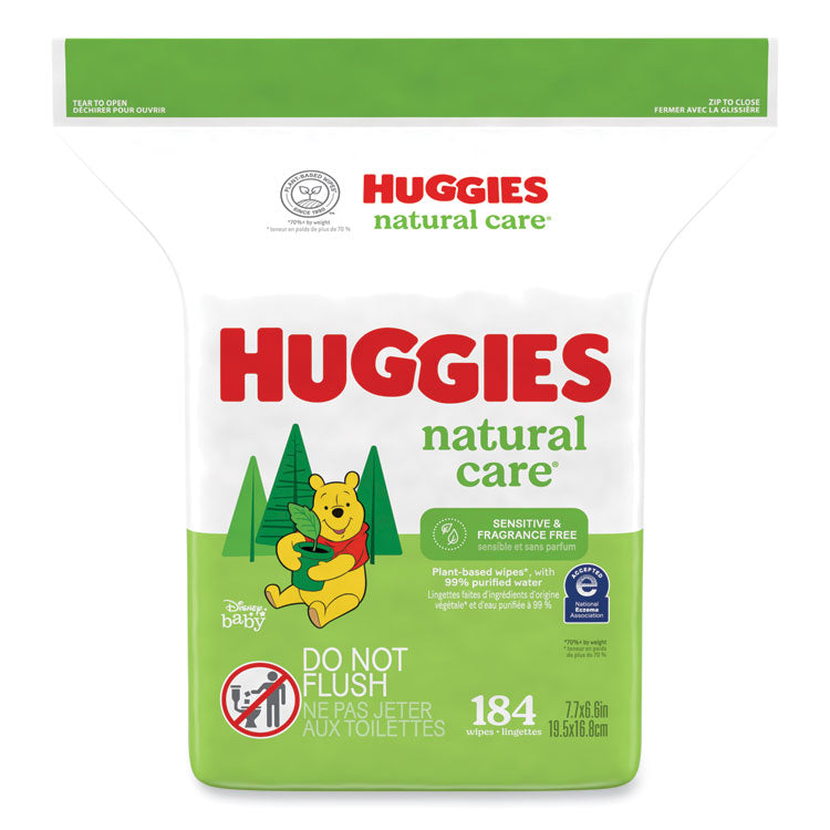 Huggies - Natural Care Sensitive Baby Wipes, 1-Ply, 3.88 x 6.6, Unscented, White, 184/Pack, 3 Packs/Carton