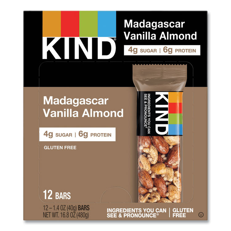 KIND - Nuts and Spices Bar, Madagascar Vanilla Almond, 1.4 oz, 12/Box