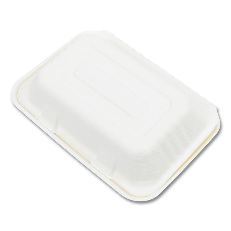 Boardwalk - Bagasse PFAS-Free Food Containers, Hoagie/Hinged Lid, 1-Compartment, 6 x 3 x 9, White, Bamboo/Sugarcane, 250/Carton