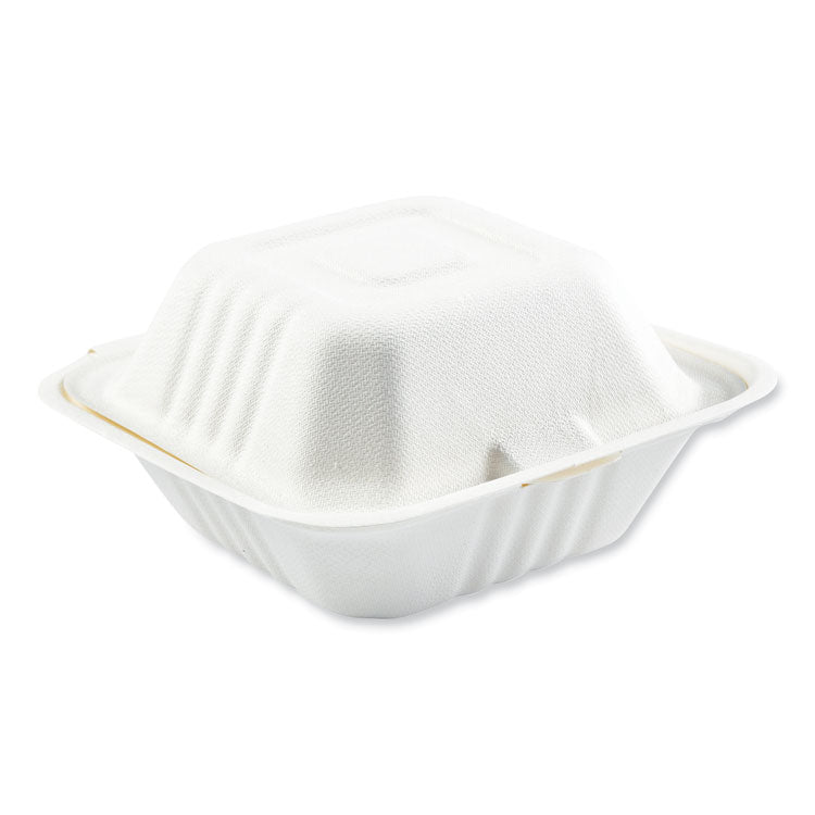 Boardwalk - Bagasse PFAS-Free Food Containers, 1-Compartment, 6 x 6 x 3.19, White, Bamboo/Sugarcane, 500/Carton