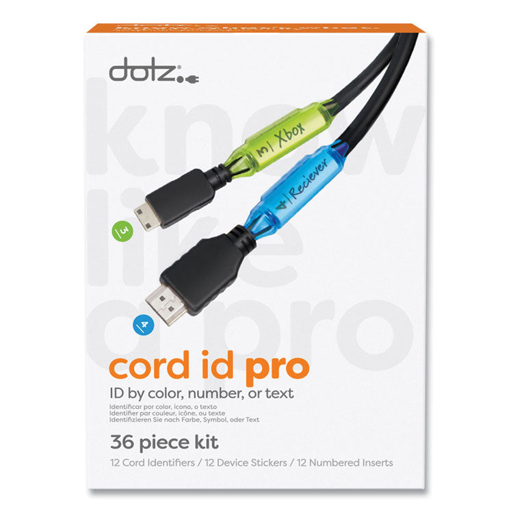 dotz - Cord ID PRO, (12) Cable Identifiers, (12) Device Stickers, (12) Customizable Inserts