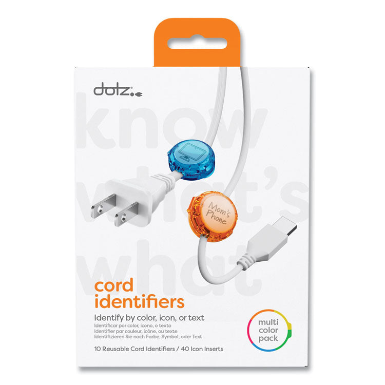dotz - Cord ID, (10) Multi-Colored Identifiers, (40) Punch Out Icons