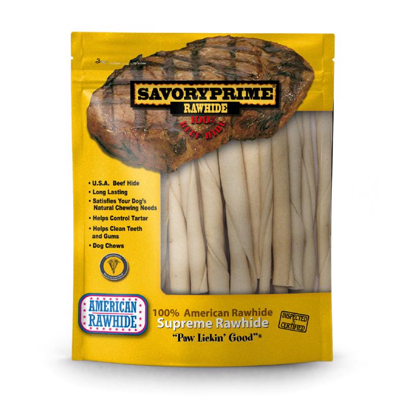 SAVORY PRIME - Savory Prime Munchy Dog Stix Medium Adult Rawhide Twists Natural 5 in. L 30 pk