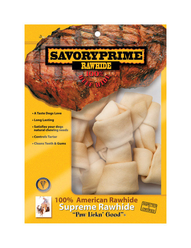 SAVORY PRIME - Savory Prime Supreme Medium Adult Knotted Bone Rawhide 6-7 in. L 6 pk